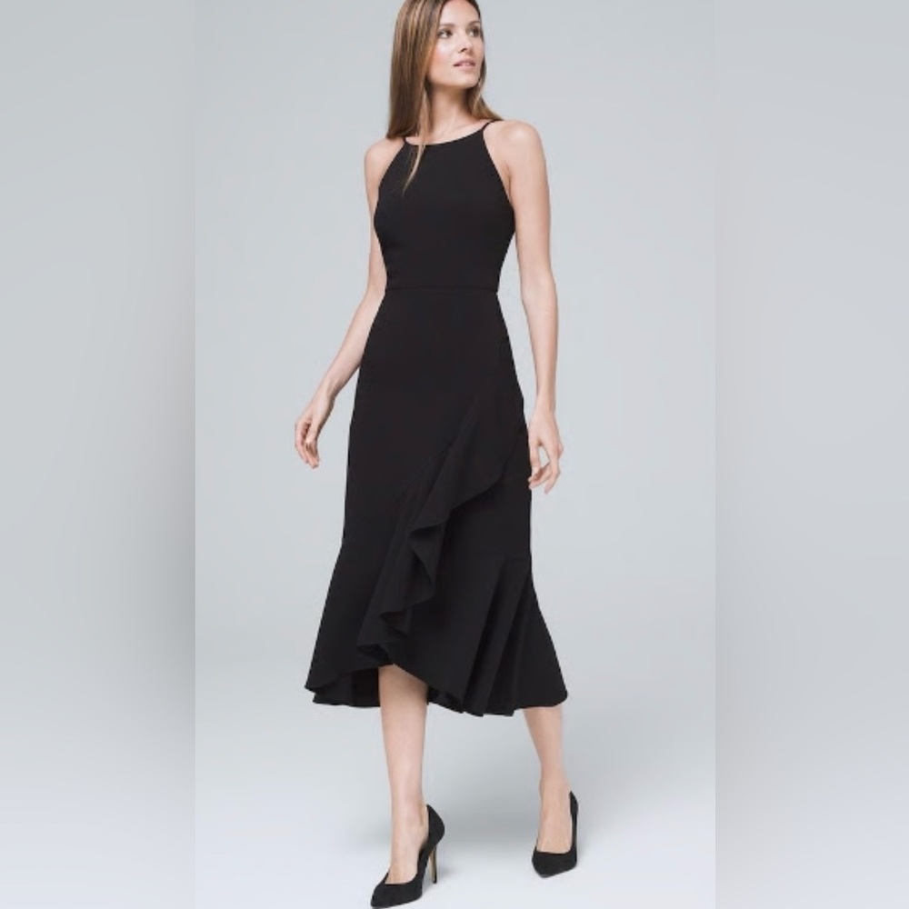 WHBM Strapped Ruffle Midi
